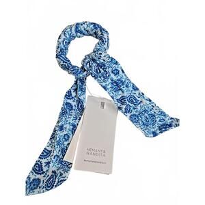 Hemant & Nandita Suho Hair Tie Womens Scrunchie Blue Cotton Paisley Floral OS